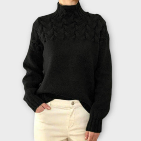Damenpullover mit Kabelstrick-Detail