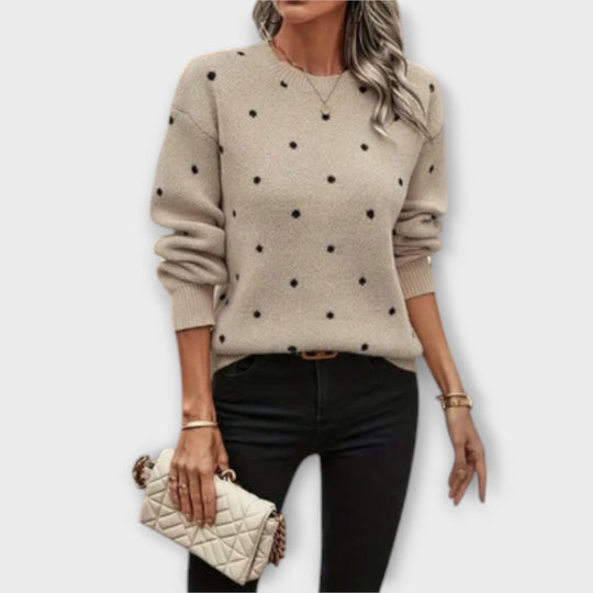 Lässiger Pullover mit langen Ärmeln und Punkte-Muster