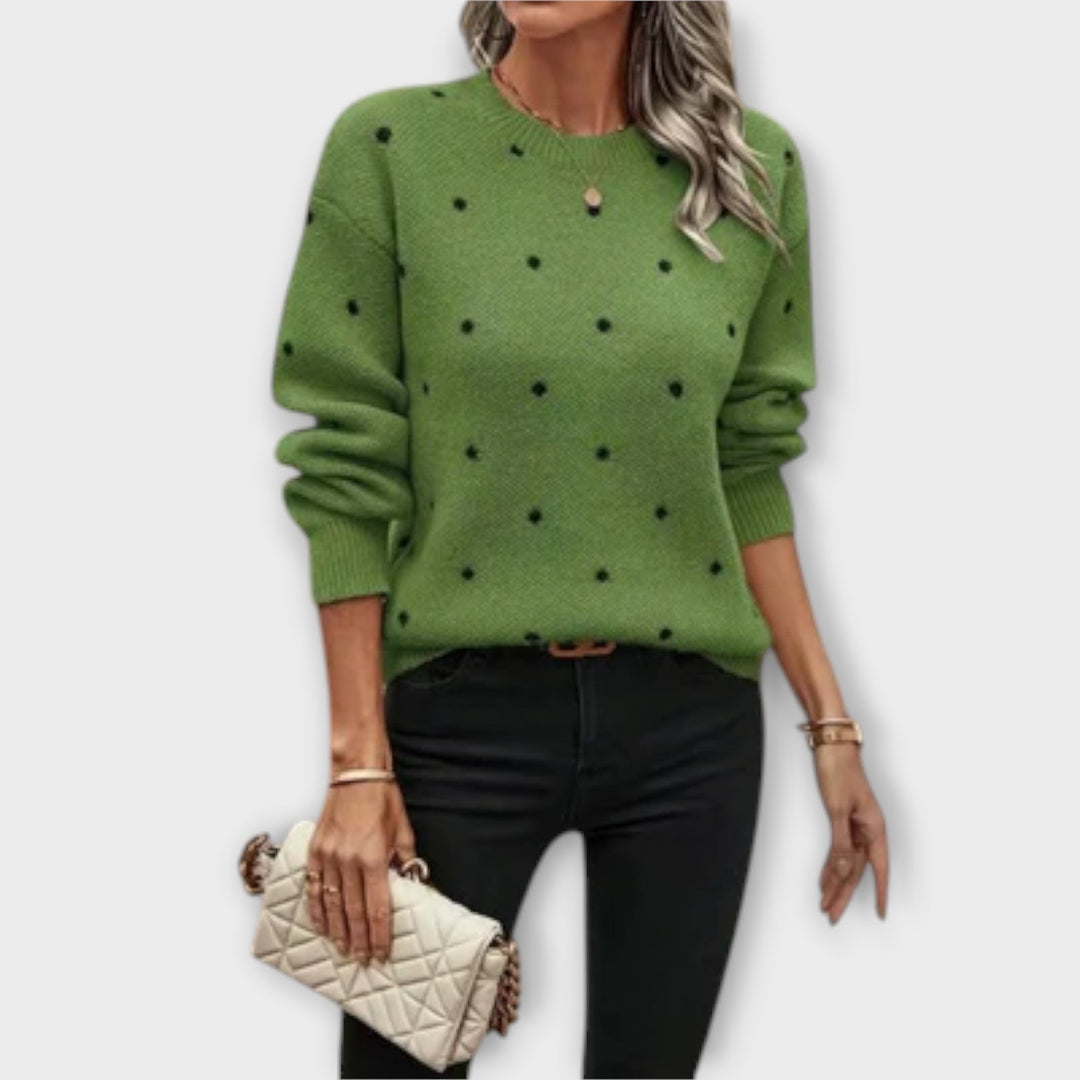 Lässiger Pullover mit langen Ärmeln und Punkte-Muster