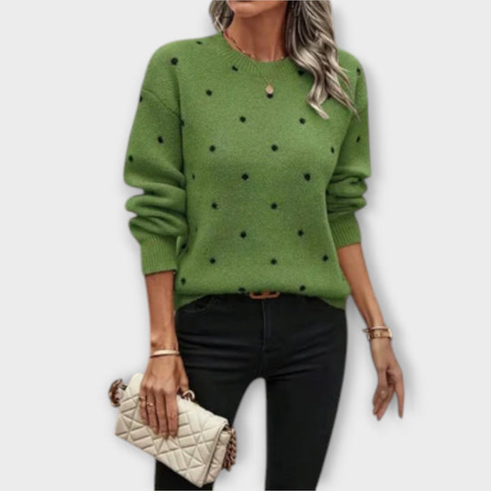 Lässiger Pullover mit langen Ärmeln und Punkte-Muster
