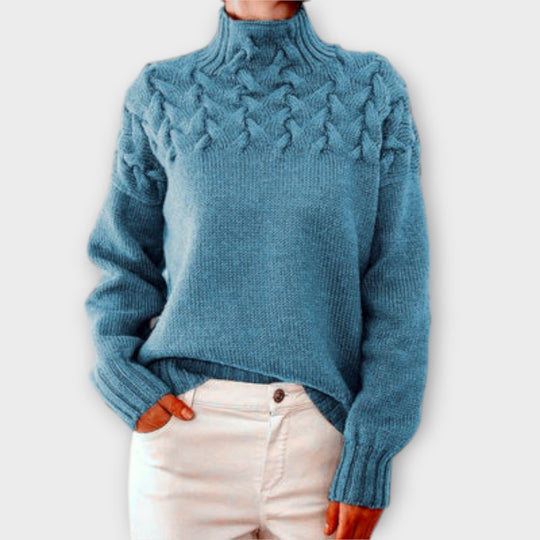 Damenpullover mit Kabelstrick-Detail