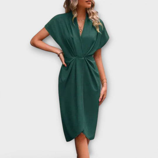 Serena - Schwarzes Midi-Wickelkleid