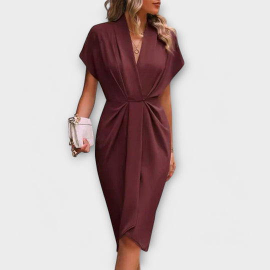 Serena - Schwarzes Midi-Wickelkleid