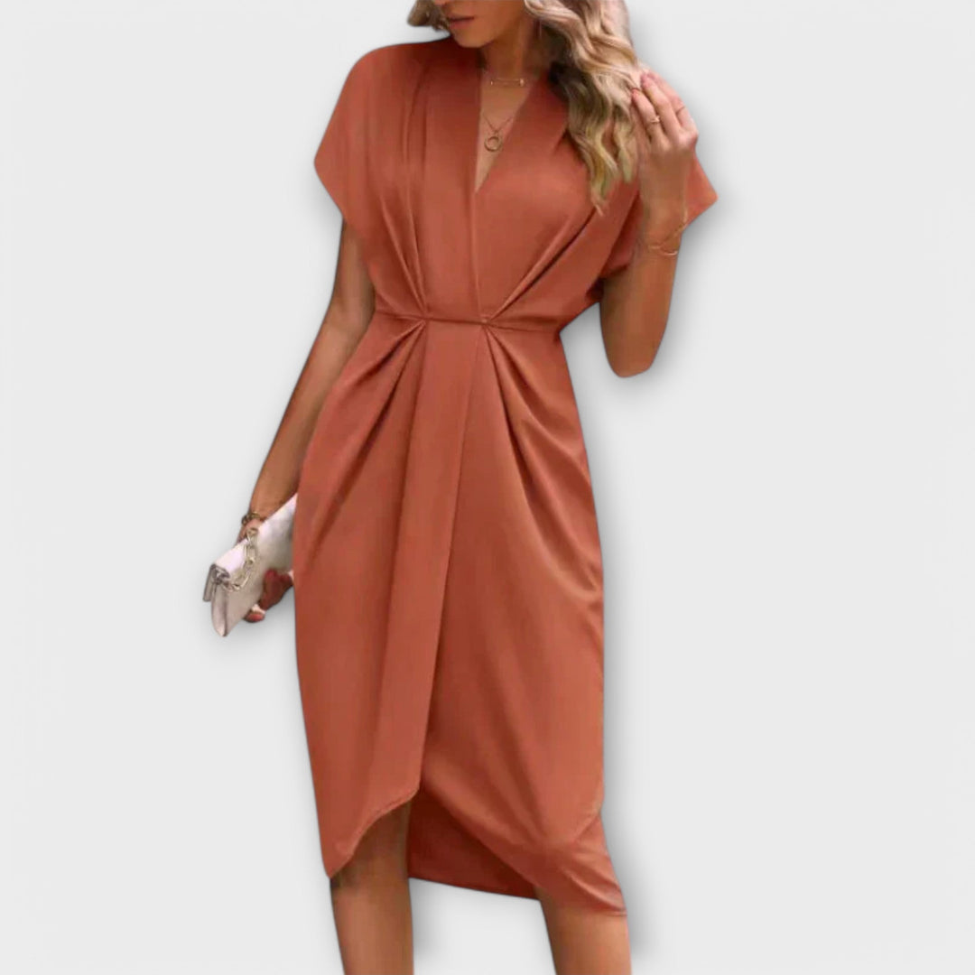 Serena - Schwarzes Midi-Wickelkleid
