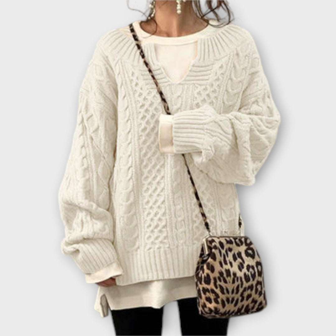 Oversized Pullover mit Kabelmuster