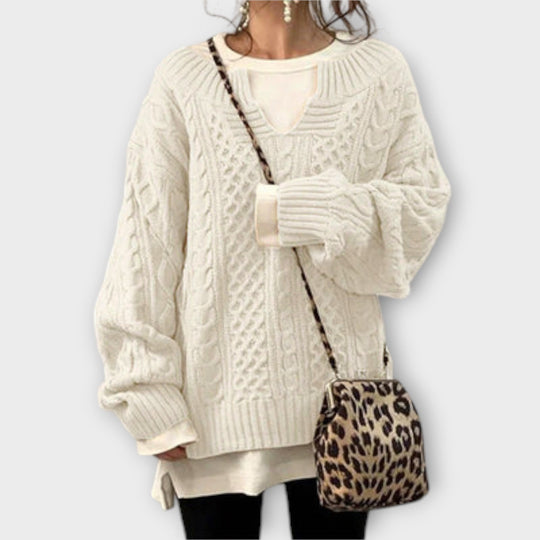 Oversized Pullover mit Kabelmuster