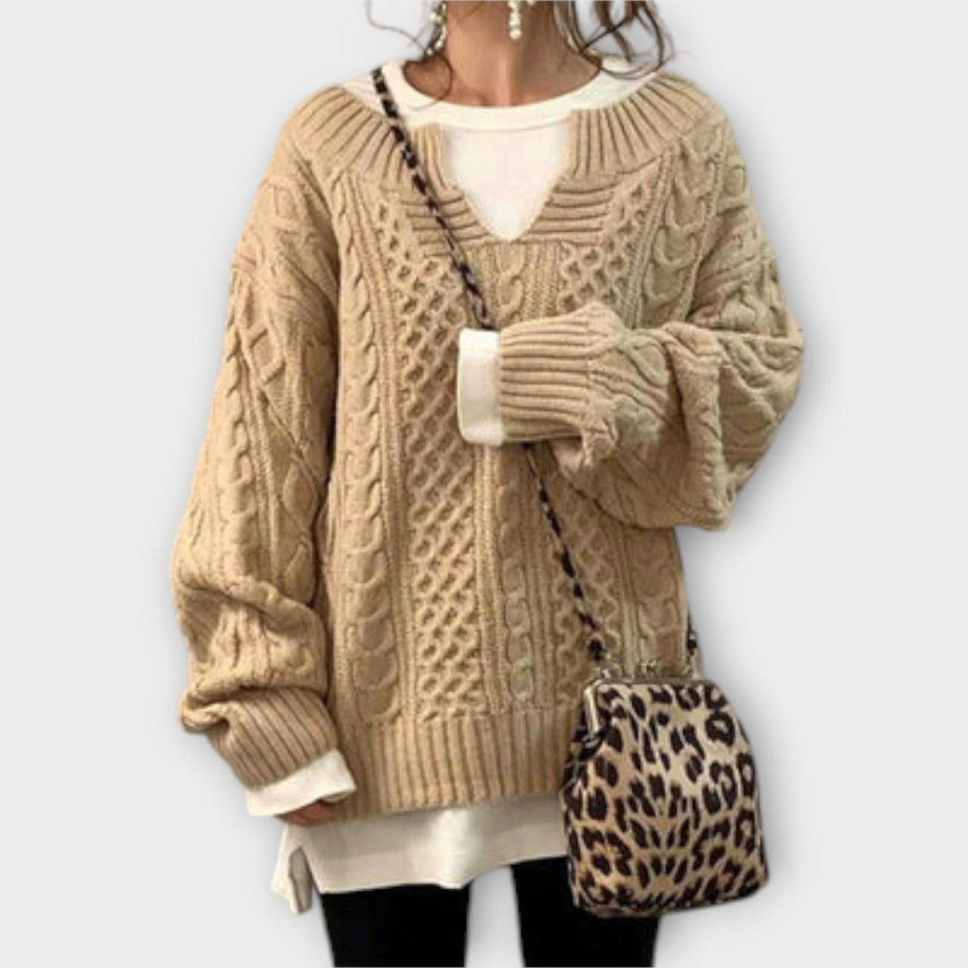 Oversized Pullover mit Kabelmuster