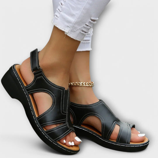 Christina - Orthopädische Leder Sandalen mit Komfortabsatz