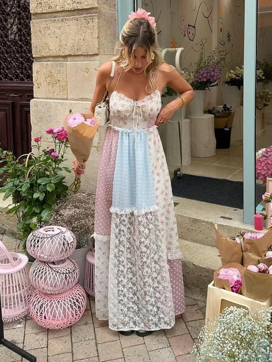 CYRILLE – ELEGANTES PATCHWORK MAXIKLEID