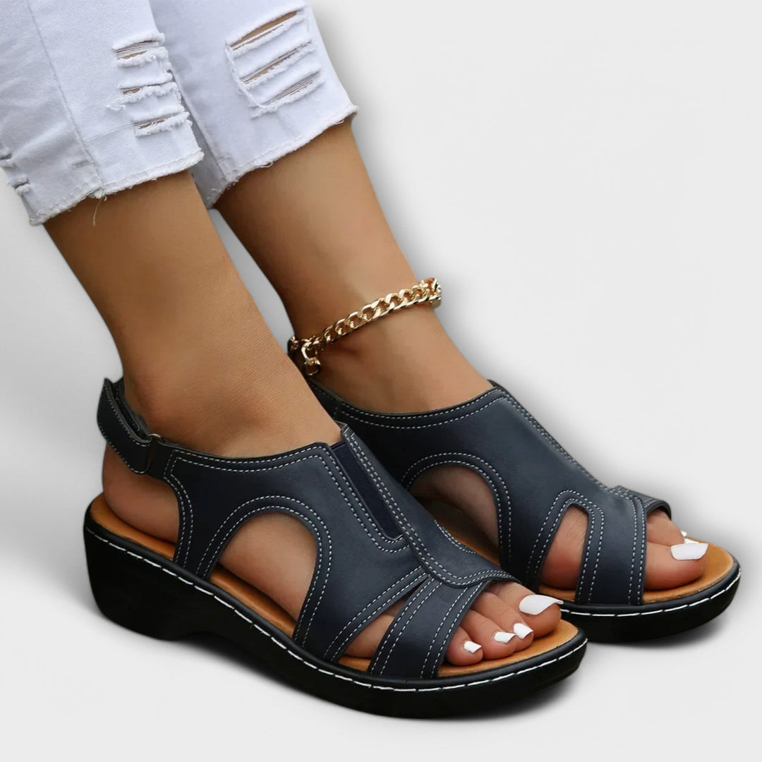 Christina - Orthopädische Leder Sandalen mit Komfortabsatz