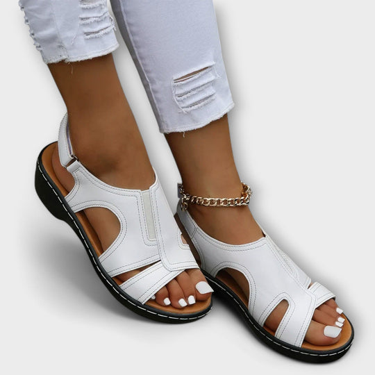 Christina - Orthopädische Leder Sandalen mit Komfortabsatz