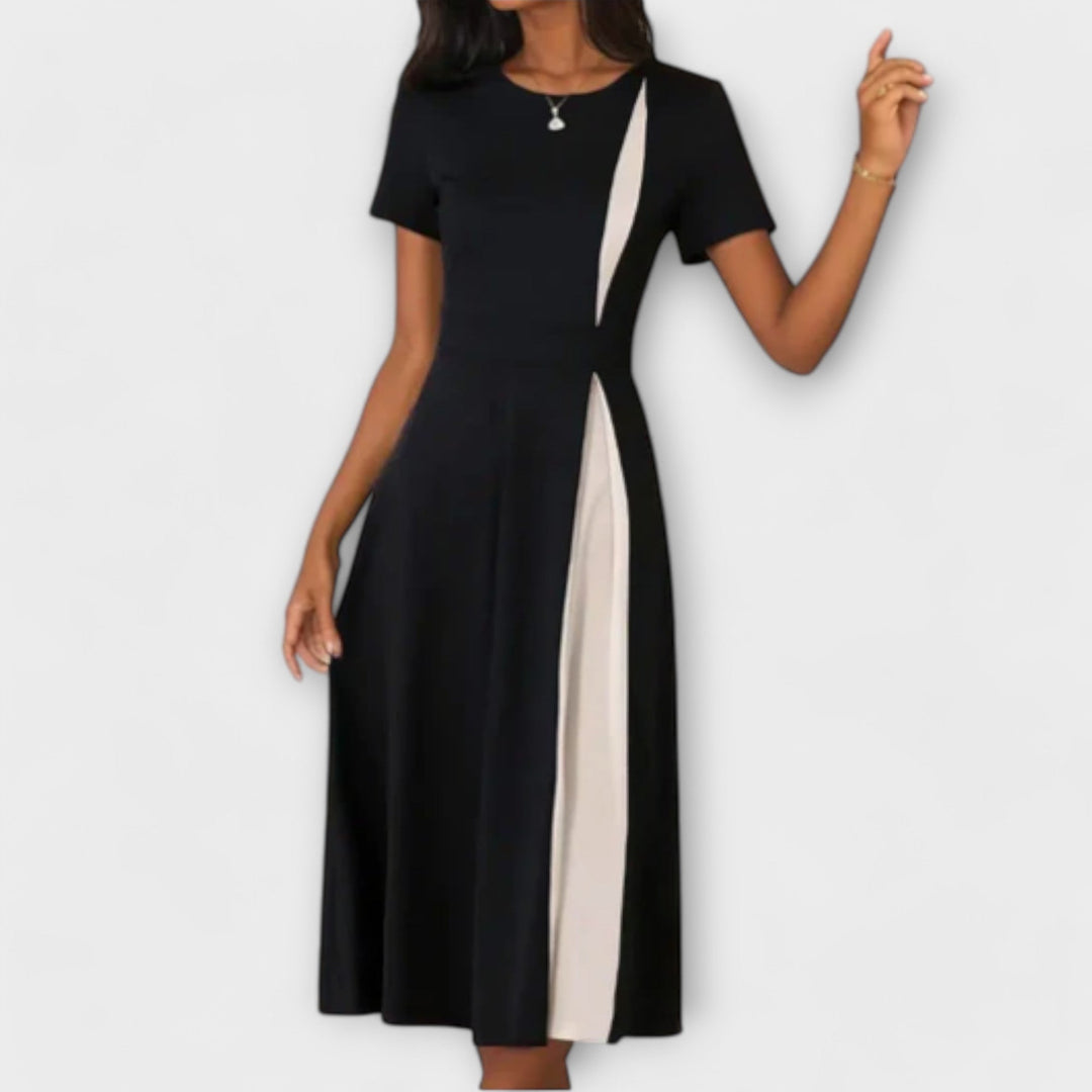 Schwarz-weiß Midikleid