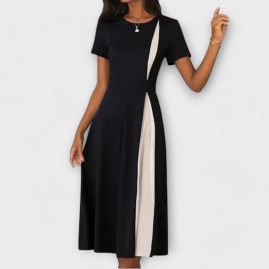 Schwarz-weiß Midikleid