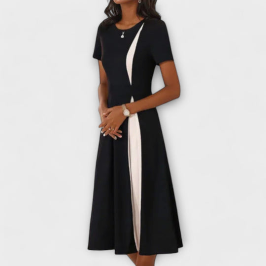 Schwarz-weiß Midikleid