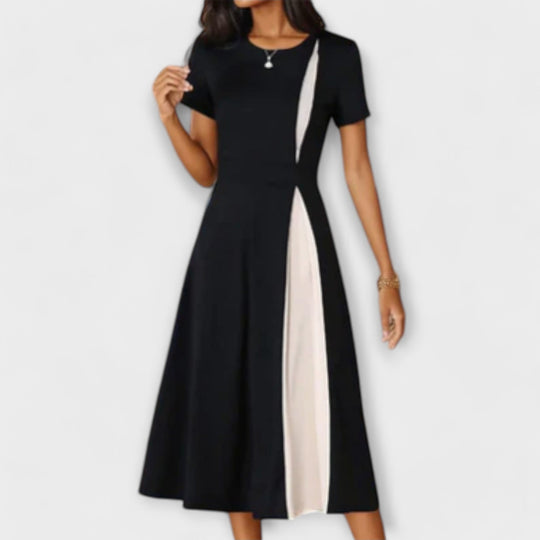 Schwarz-weiß Midikleid