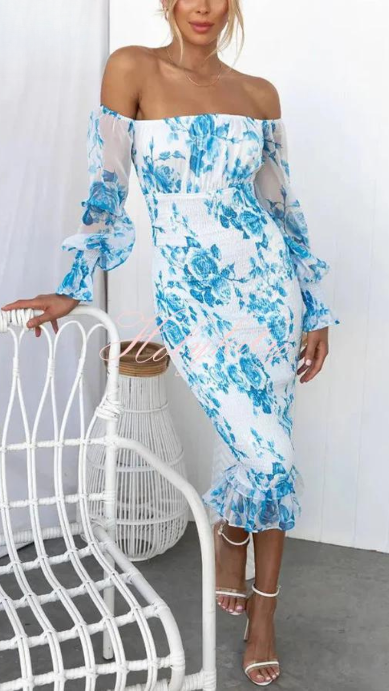 Dahlia - Wunderschönes Off-Shoulder Midi-Kleid