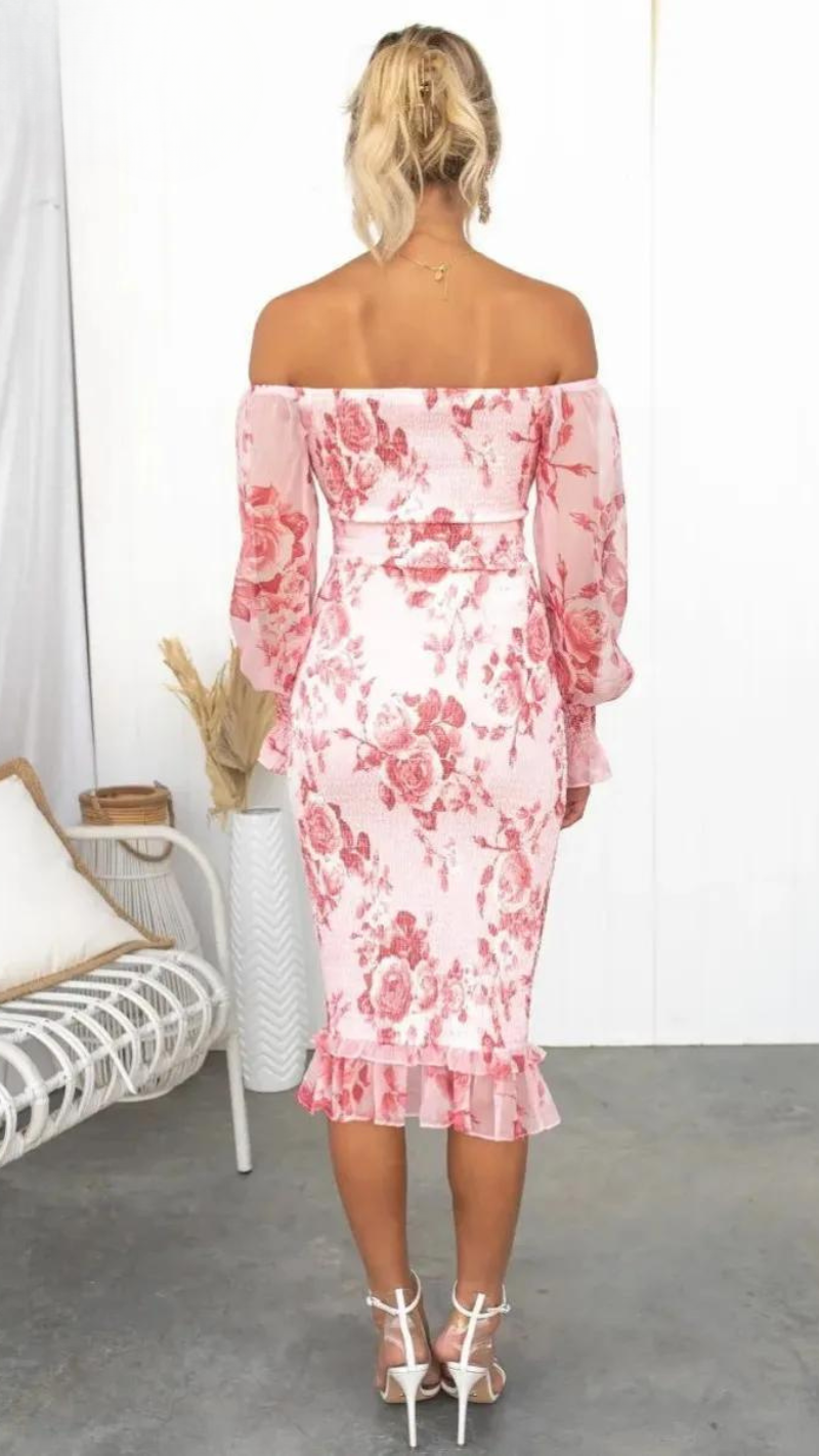 Dahlia - Wunderschönes Off-Shoulder Midi-Kleid