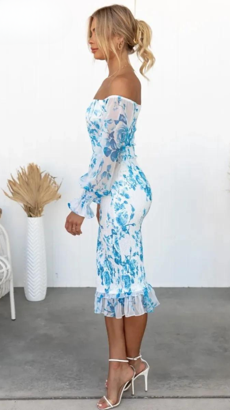 Dahlia - Wunderschönes Off-Shoulder Midi-Kleid