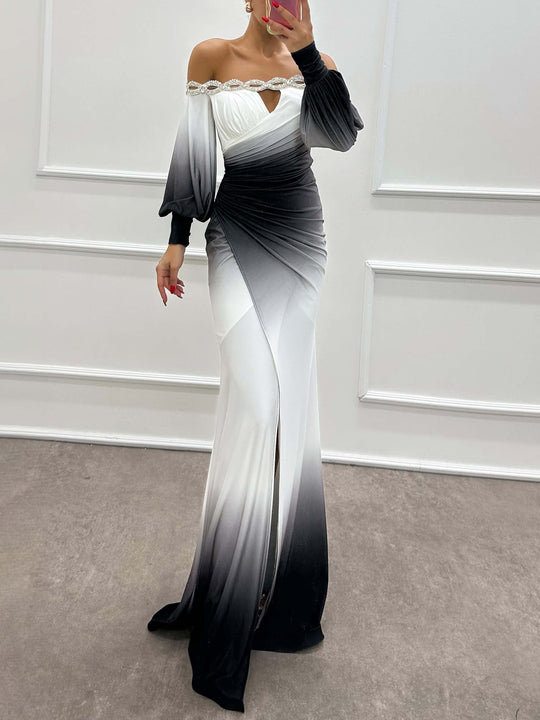 Delia - Gradient Off-Shoulder Abendkleid