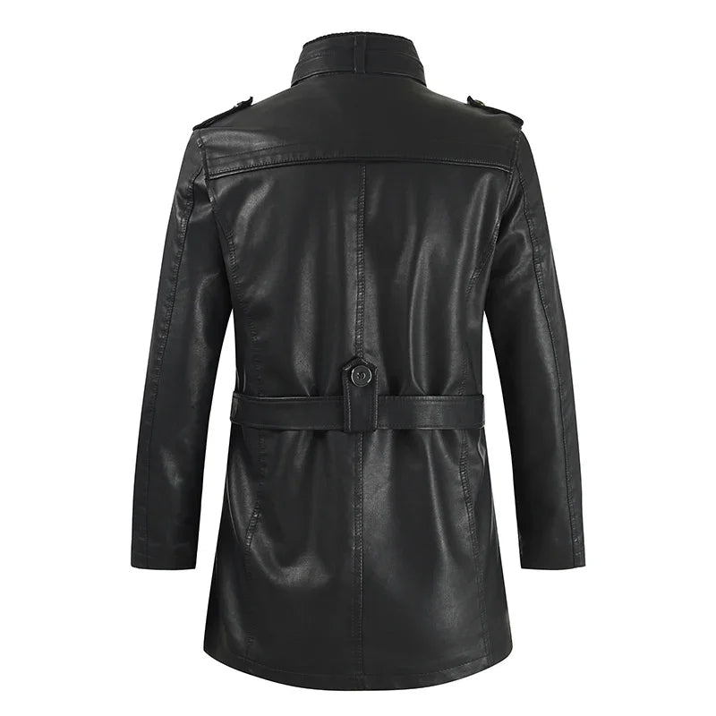 Elegante lange Leder-Bikerjacke
