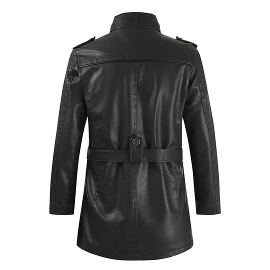 Elegante lange Leder-Bikerjacke