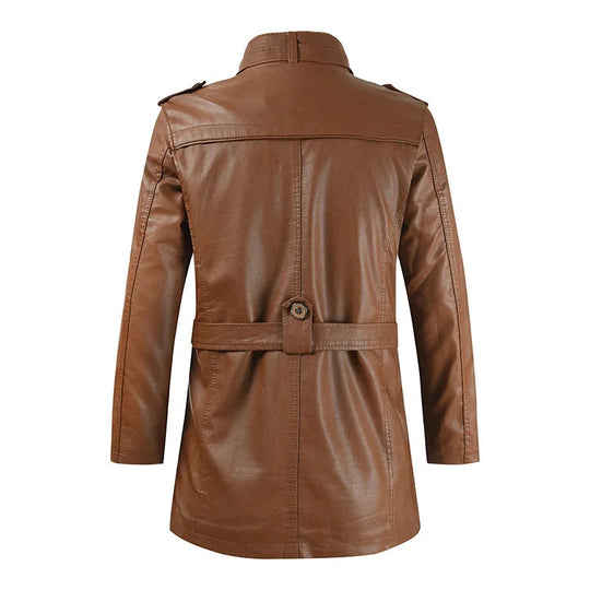 Elegante lange Leder-Bikerjacke