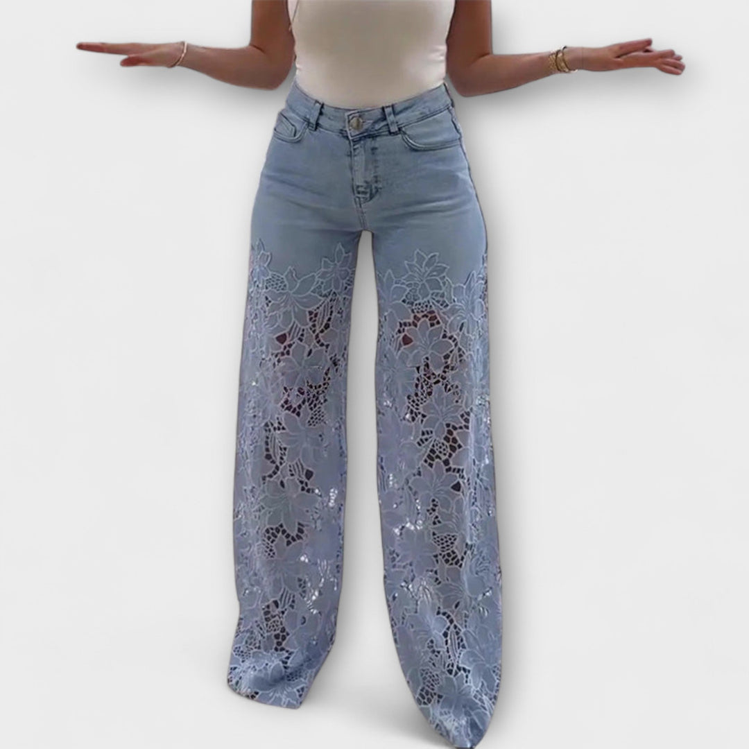 JENNIE - TRENDIGE SPITZEN-PATCHWORK-JEANS