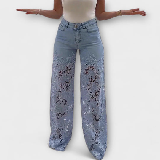 JENNIE - TRENDIGE SPITZEN-PATCHWORK-JEANS